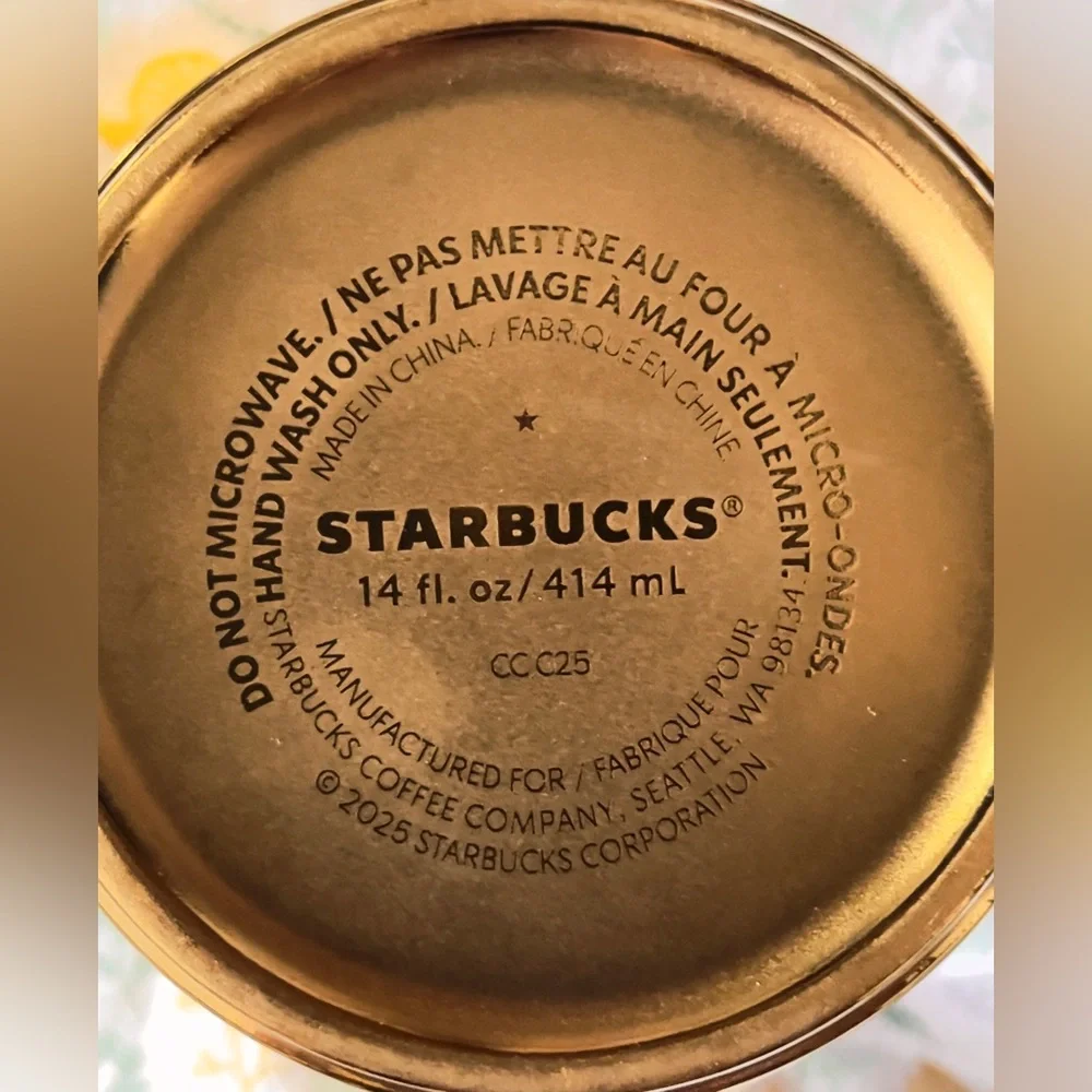Starbucks 2025 Limited Edition Gold Poinsettia Mug. New in Box